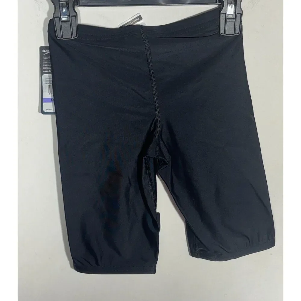 Speedo PowerFLEX Eco Youth 26 Jammer Black Competition Swim Shorts NWT